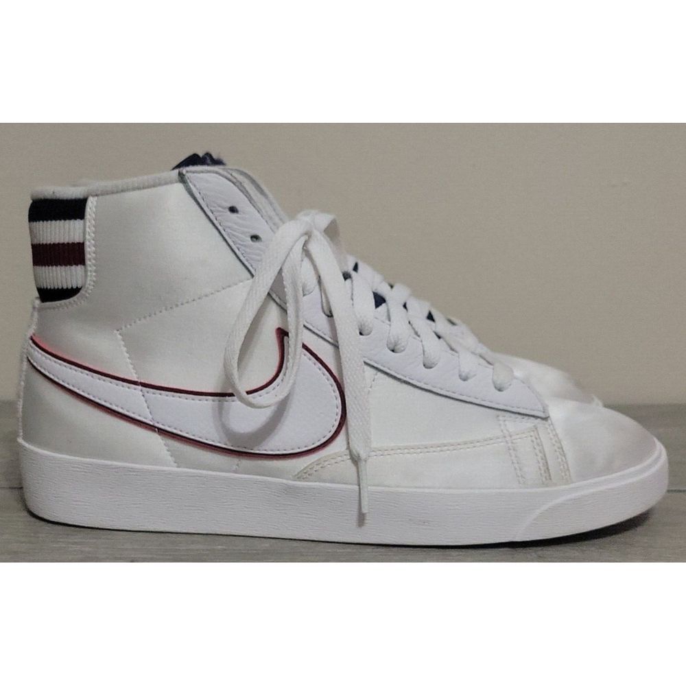 Nike Shoes Womens 8 Blazer Mid Satin Jacket Sneakers Lifestyle Retro White Red - Picture 2 of 11